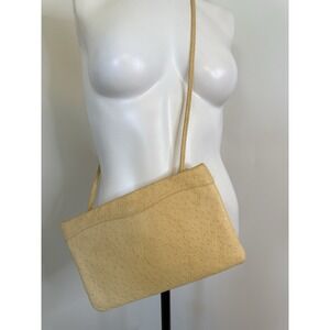 Vintage Clemente Women's‎ 80's Ostrich Leather Clutch Shoulder Bag 10.5" X 6.5"